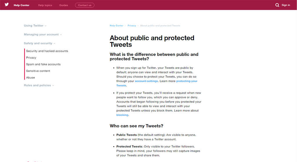 About public and protected Tweets
