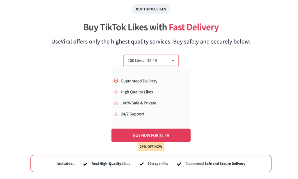 Buy TikTok Likes from UseViral