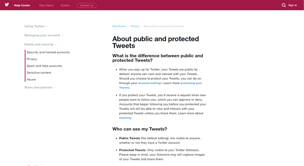 About public and protected Tweets