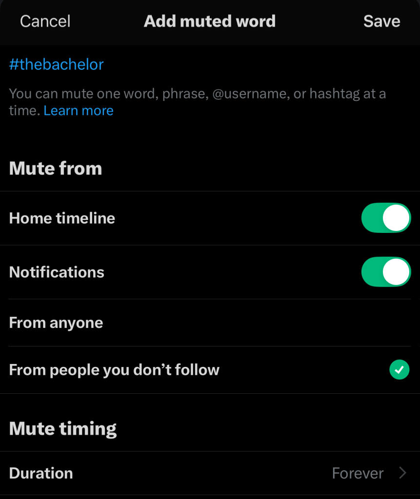 add muted word twitter app