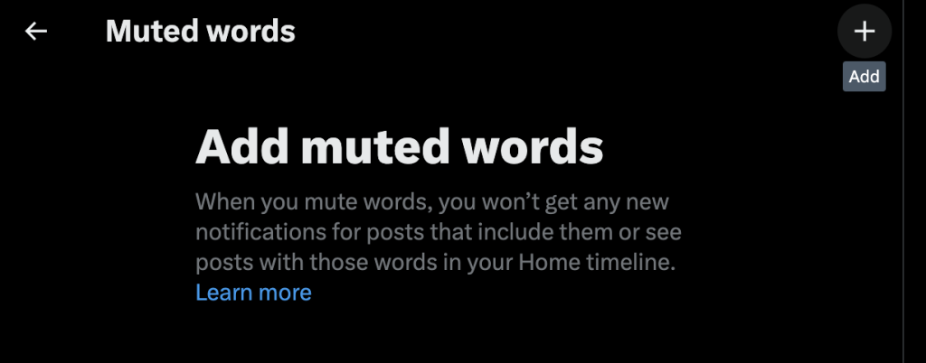add muted words on twitter desktop