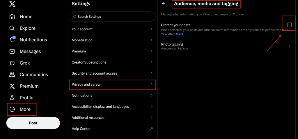 how to make twitter private on desktop