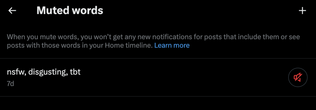 delete muted words on twitter desktop