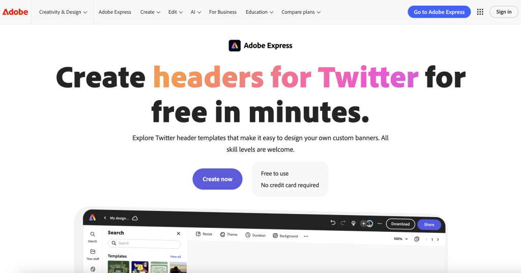 create twitter banner adobe free