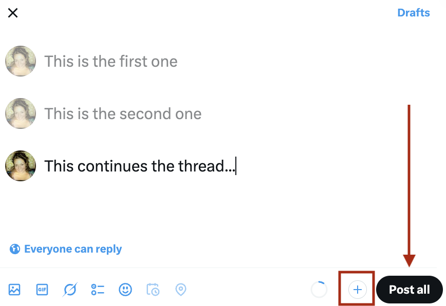 how to make a thread on twitter post all 